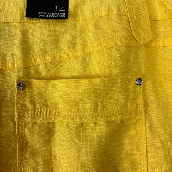 INC International Concepts Yellow Wide Leg Pants with Drawstring Waist - Picture 8 of 9